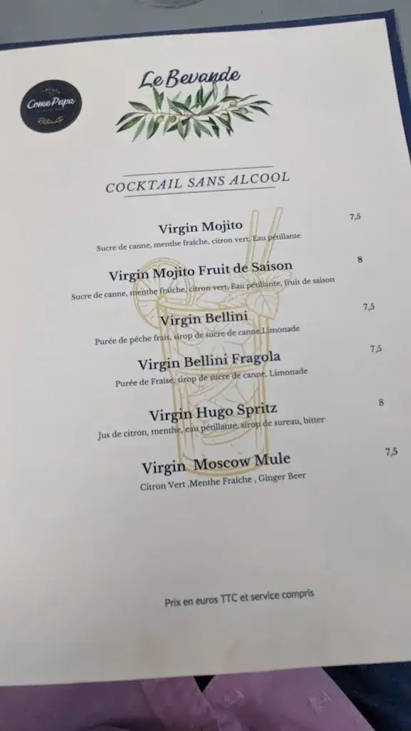 Menu_Come Papa Ristorante_Marseille_image_4