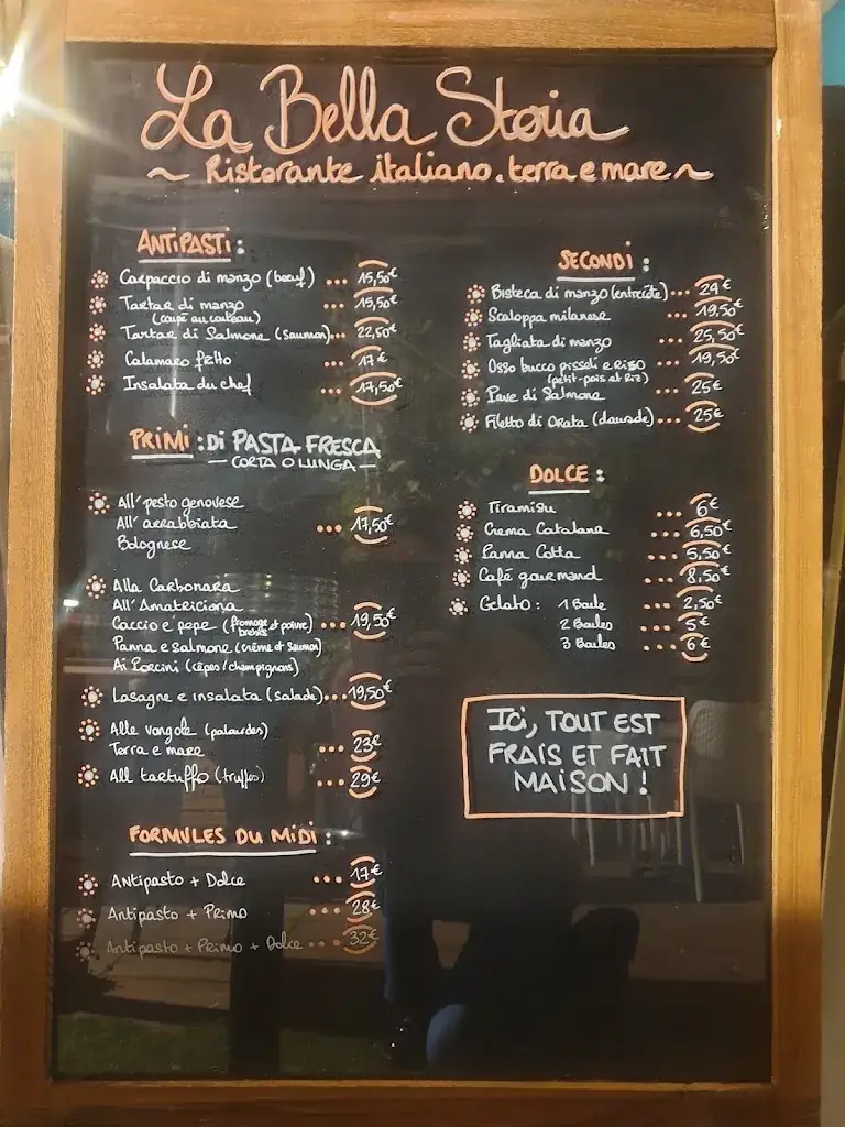 Menu_La Bella Storia, ristorante italiano terra e mare_Draguignan_image_1