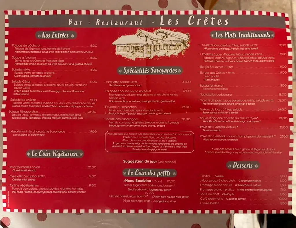 Menu_Restaurant Les Cretes_Morzine_image_1