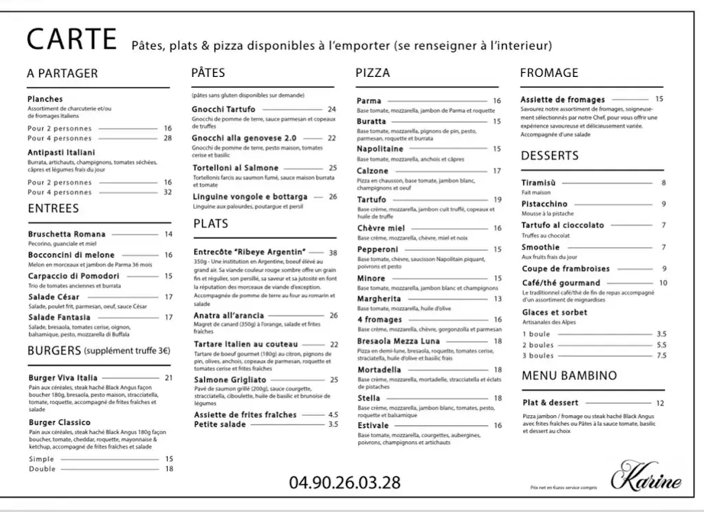 Menu_Restaurant Karine_Eygalières_image_1