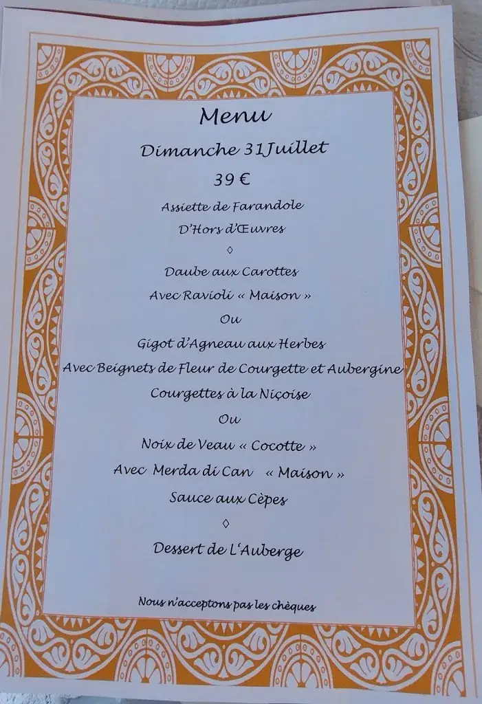 Menu_Auberge de l'Aire Saint Michel_Nice_image_1