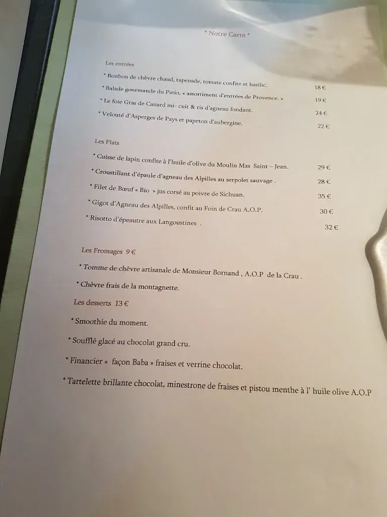 Menu_Le Patio - Restaurant Fontvieille_Fontvieille_image_3