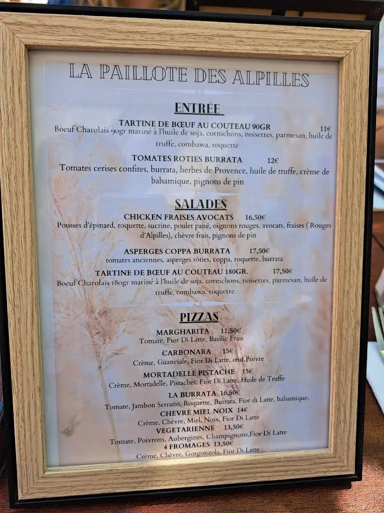Menu_La paillote des alpilles_Fontvieille_image_3
