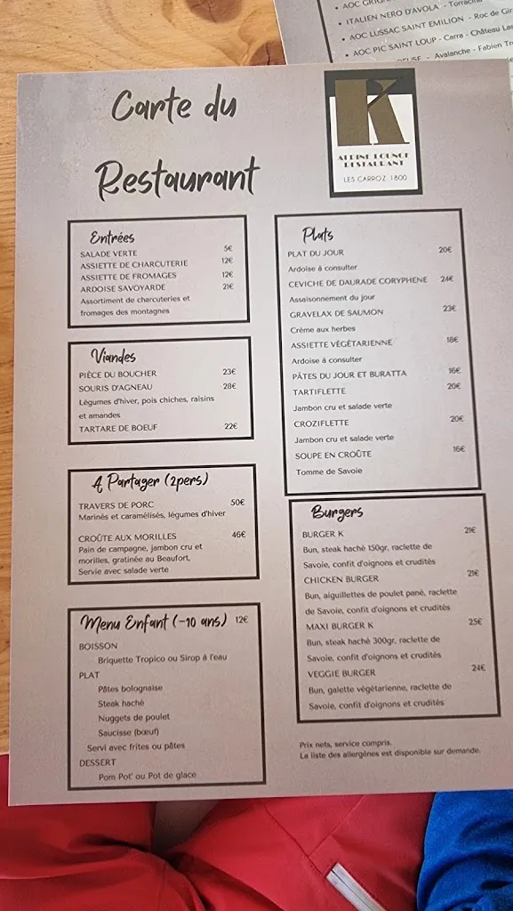 Menu_Le K Restaurant Lounge Bar d'altitude_Arâches-la-Frasse_image_2
