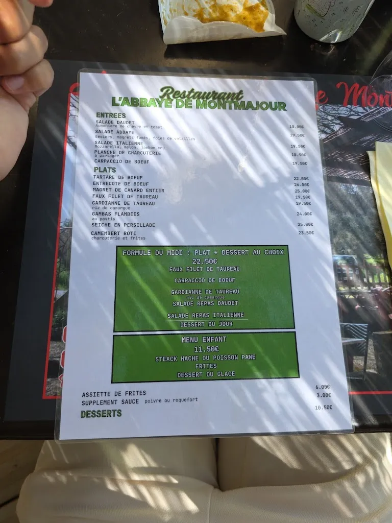 Menu_Auberge de l'Abbaye de Montmajour_Arles_image_1