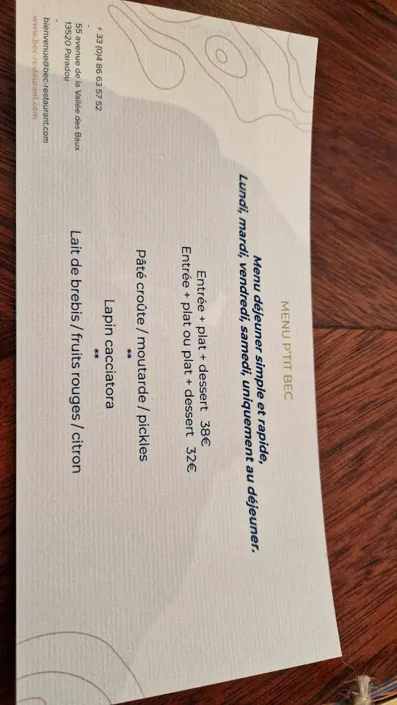 Menu_bec restaurant_Paradou_immagine_2