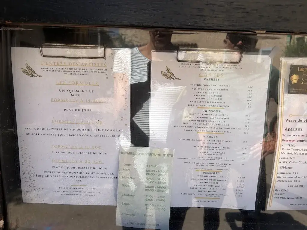 Menu_L'Entrée des Artistes_Fréjus_image_1