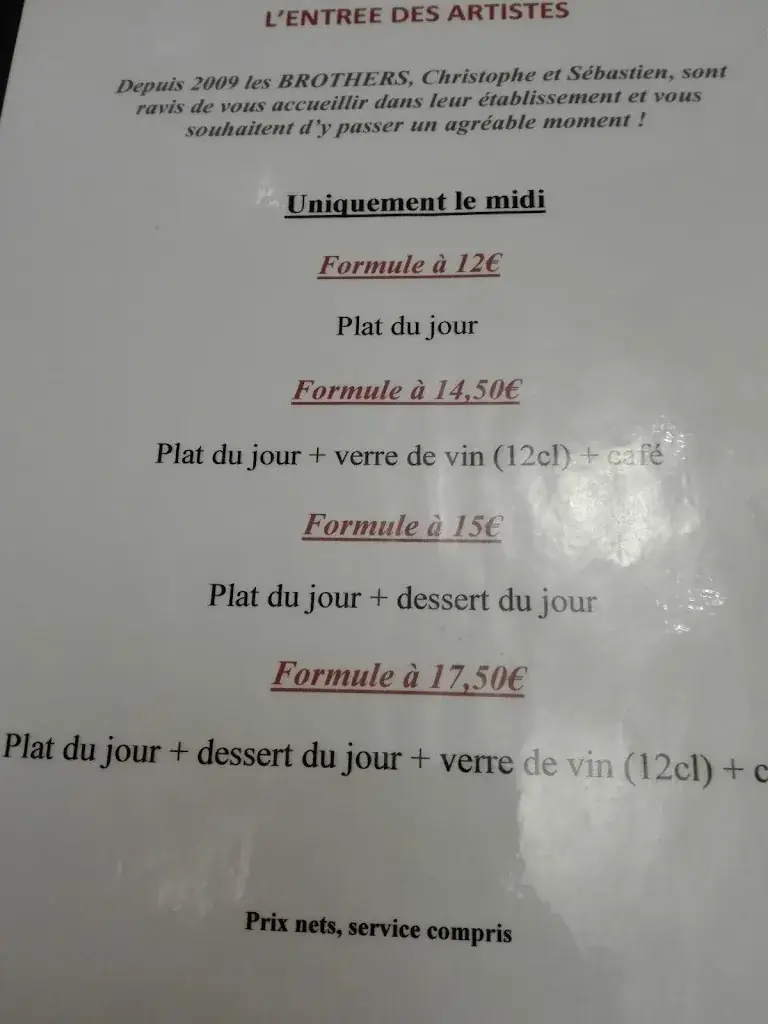 Menu_L'Entrée des Artistes_Fréjus_image_2