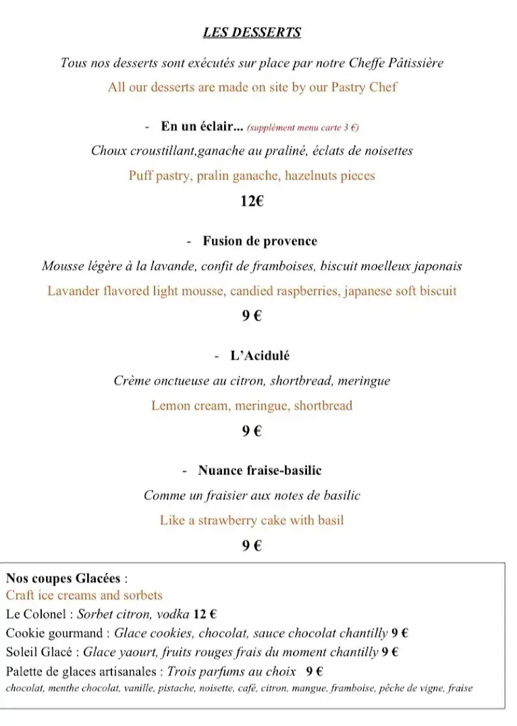 Menu_La table de Guillôme à l’hôtel l’Arena_Fréjus_immagine_2