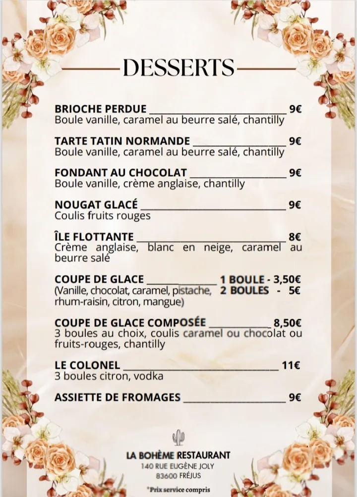 Menu_La Bohème_Fréjus_image_3