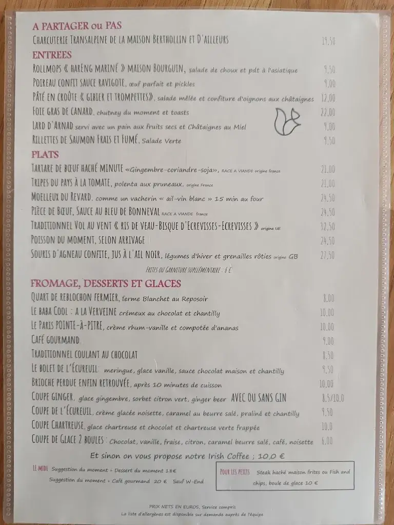 Menu_Restaurant l'Ecureuil_Passy_immagine_1