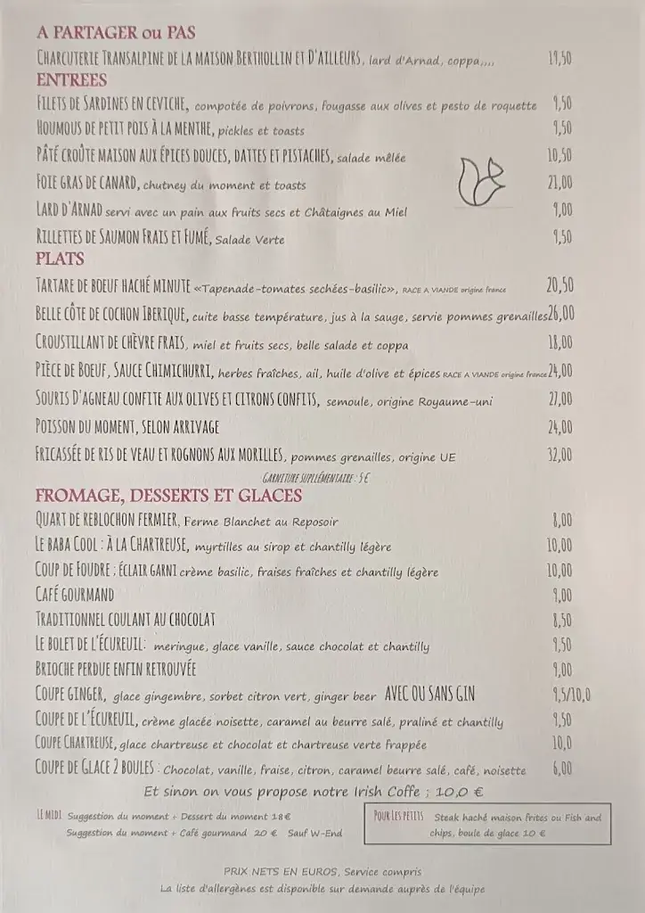 Menu_Restaurant l'Ecureuil_Passy_immagine_2