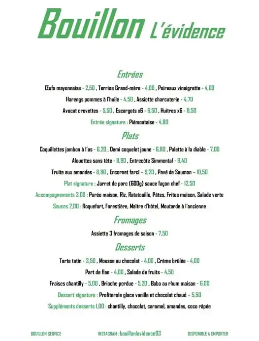 Menu_Bouillon L'évidence Fréjus_Fréjus_immagine_1