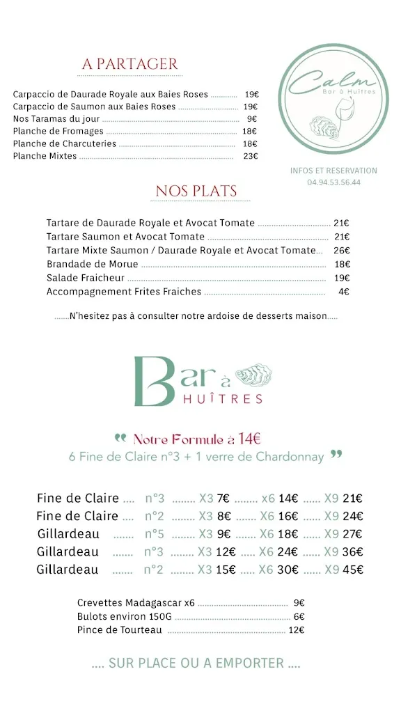 Menu_CALM bar à huitres Port Fréjus_Fréjus_image_1