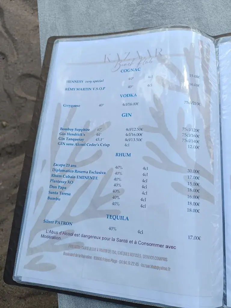 Menu_Kazaar Klub_Fréjus_image_4