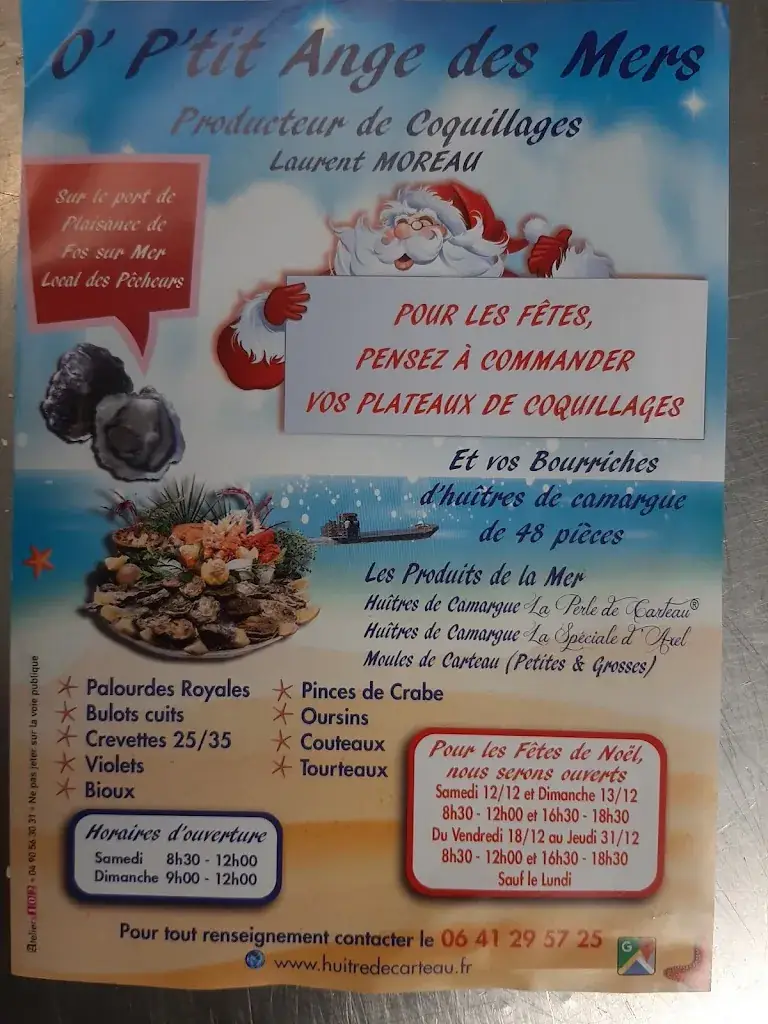 Menu_Moreau Laurent coquillages_Fos-sur-Mer_image_1