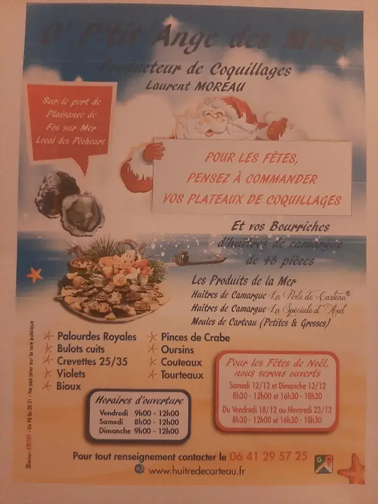 Menu_Moreau Laurent coquillages_Fos-sur-Mer_image_2