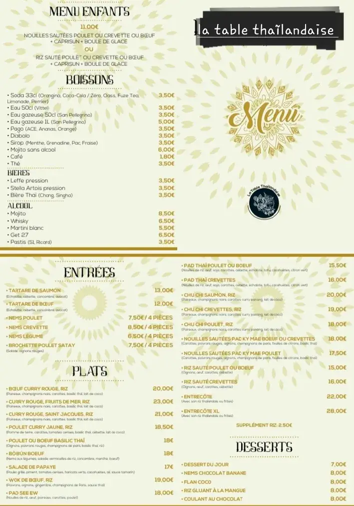 Menu_La table thaïlandaise & steaks house fos sur mer_Fos-sur-Mer_immagine_2