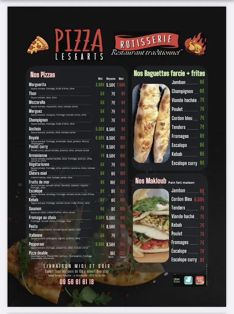 Menu_Les arts rôtisserie pizzeria_Fos-sur-Mer_immagine_1