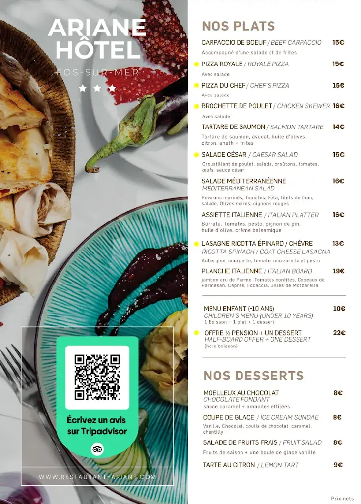 Menu_RESTAURANT ARIANE_Fos-sur-Mer_image_2