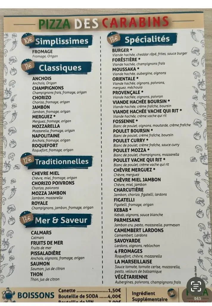 Menü_Pizzas des carabins_Fos-sur-Mer_Bild_1
