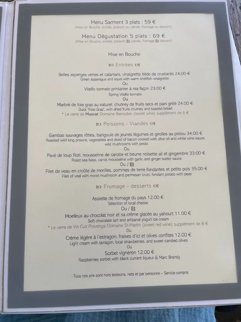 Menu_Restaurant La Verdoyante_Gassin_image_1