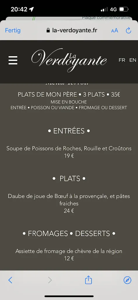 Menu_Restaurant La Verdoyante_Gassin_image_3