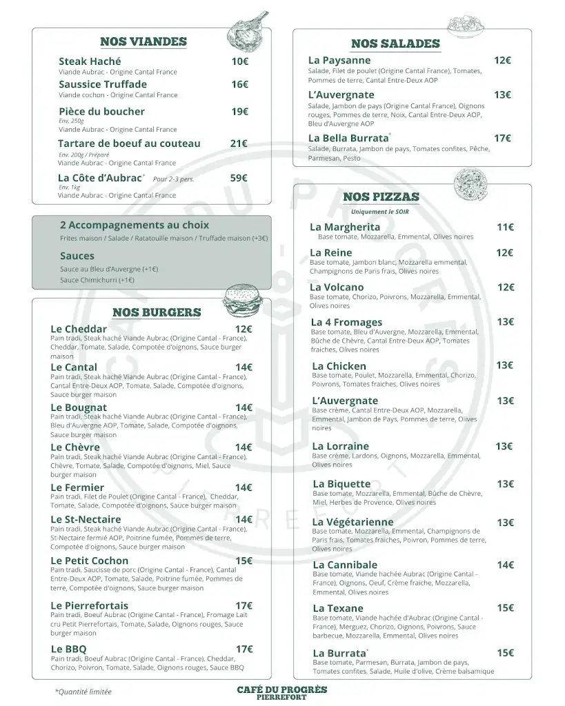 Menu_Café Du Progrès_Pierrefort_image_1