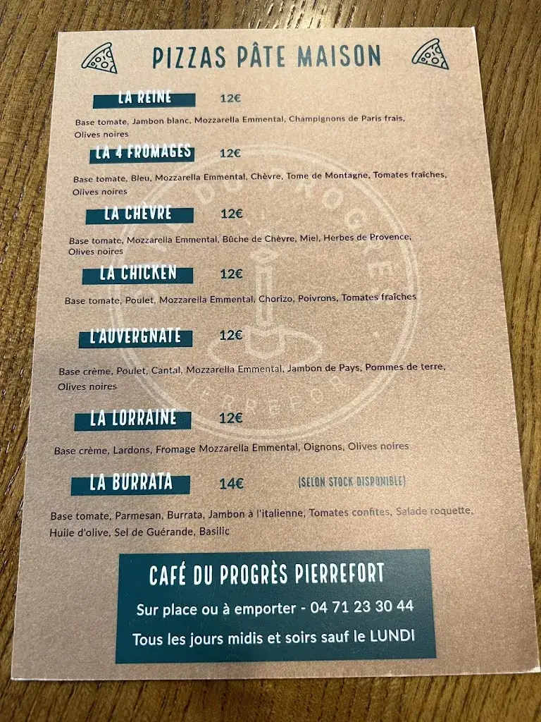 Menu_Café Du Progrès_Pierrefort_image_2