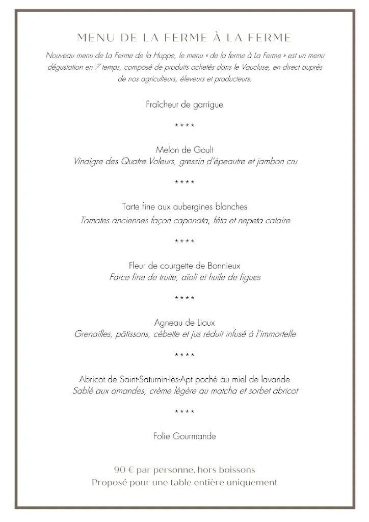 Menu_Restaurant & Bar la Ferme de la Huppe_Gordes_image_3