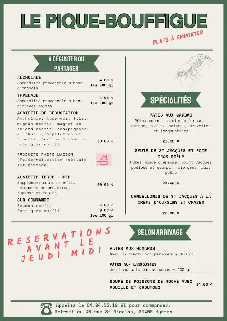 Menu_Restaurant Le Pique Bouffigue_Hyères_immagine_2