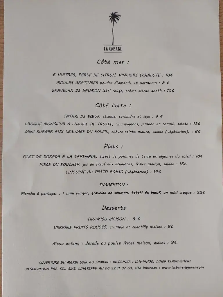 Menu_Restaurant La Cabane_Hyères_immagine_3