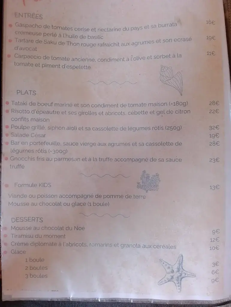 Menu_Noé Bar-Restaurant Presqu'île de Giens_Hyères_image_4