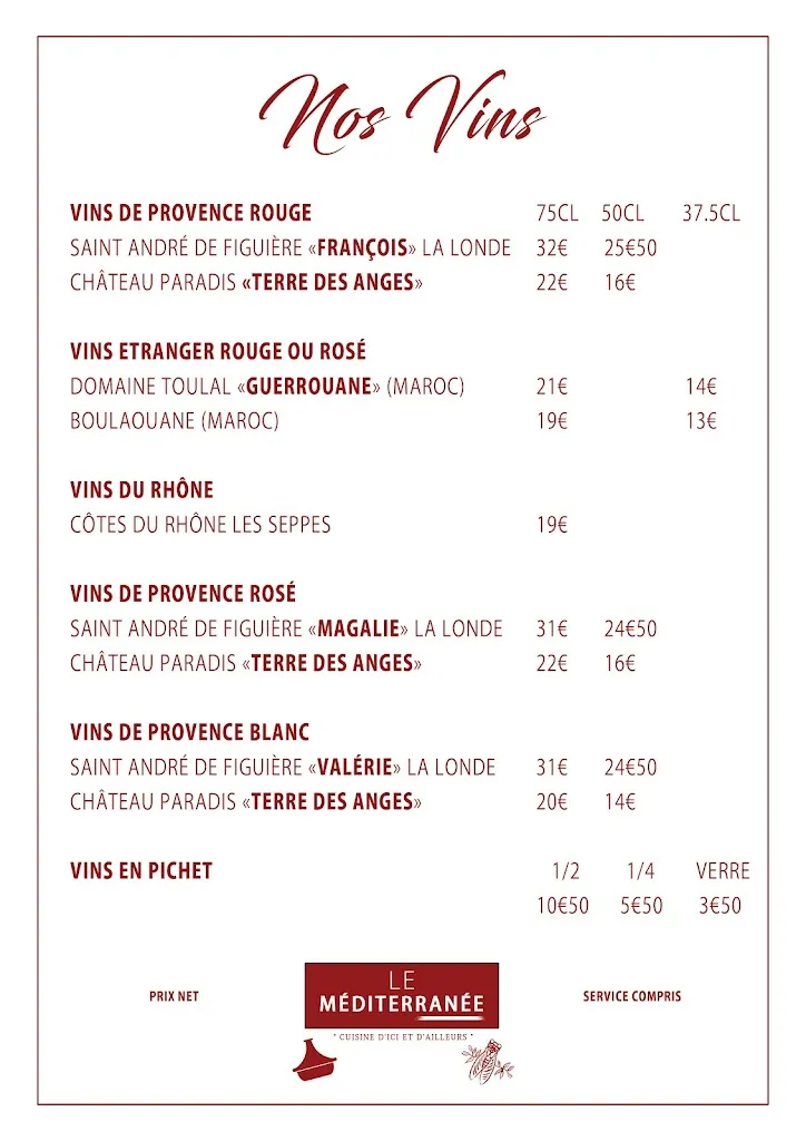 Menu_Restaurant Le Mediterranée_Hyères_image_2