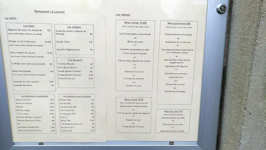 Menu_Restaurant le Lavarat_Pionsat_image_1
