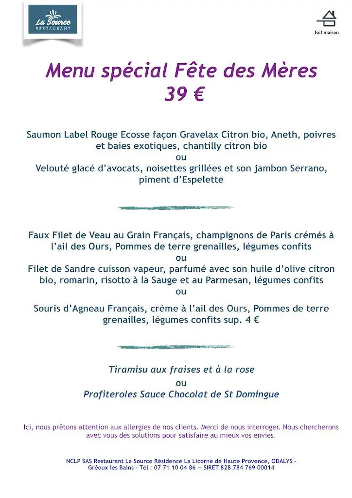 Menu_La Source Restaurant_Gréoux-les-Bains_image_2