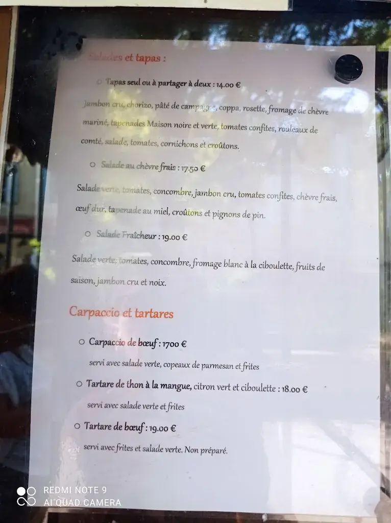 Menu_Les Marronniers_Gréoux-les-Bains_image_1