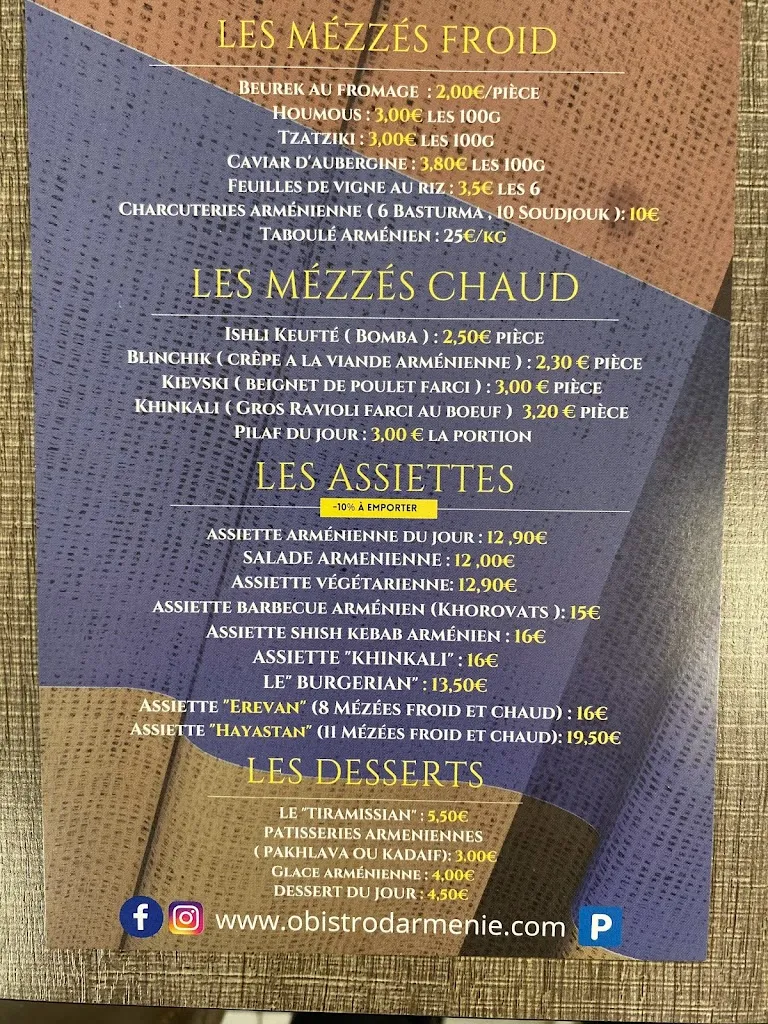 Menu_O' Bistro d'Arménie_Marseille_immagine_1
