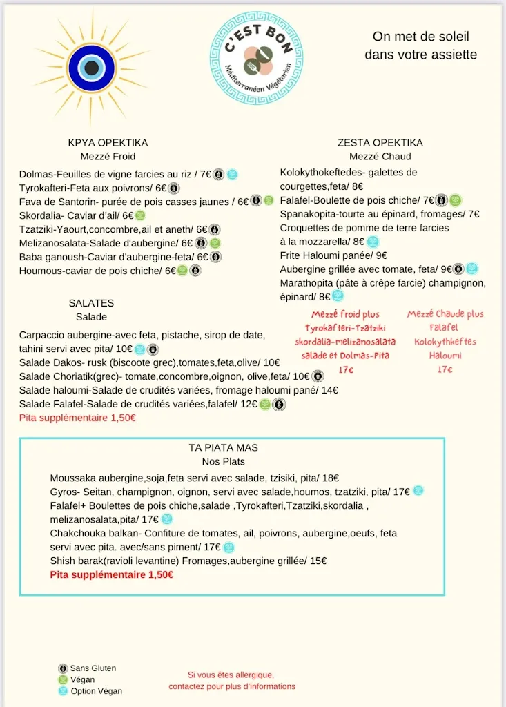 Menu_C’est Bon - Restaurant Grec Méditerranéen Végétarien_Marseille_immagine_1
