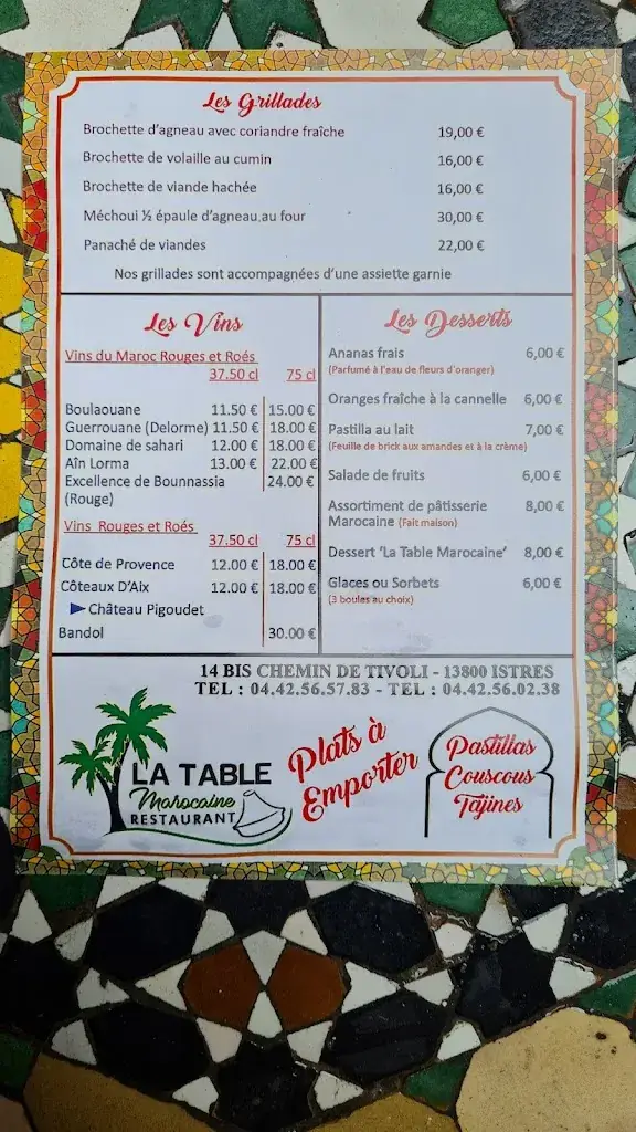 Menu_La Table Marocaine_Istres_image_1