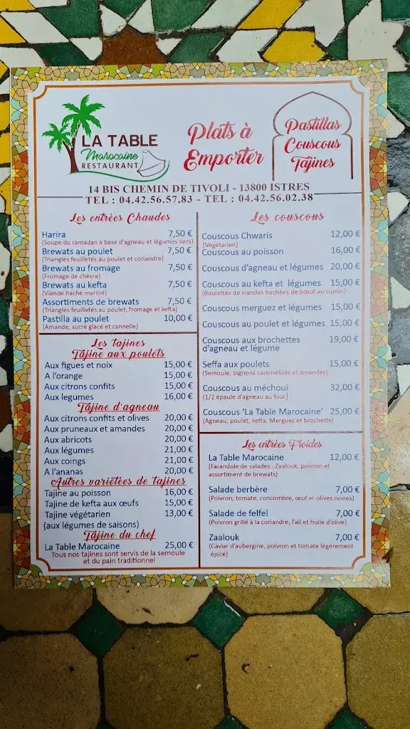 Menu_La Table Marocaine_Istres_image_2