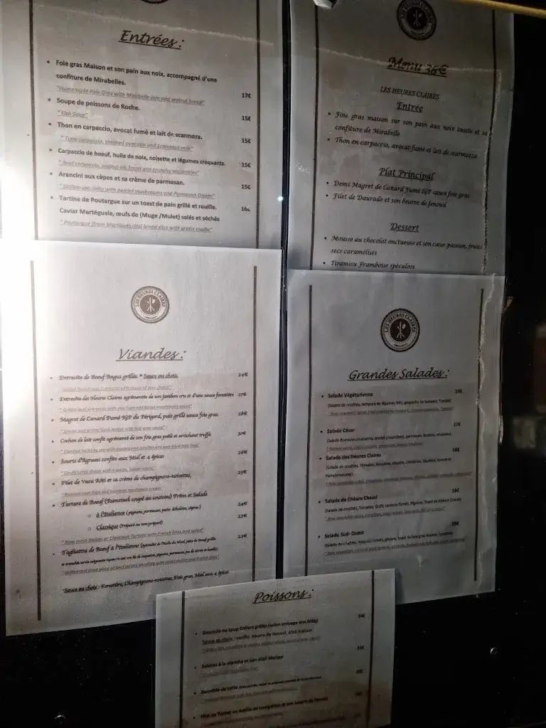 Menu_Restaurant Les Heures Claires_Istres_image_4