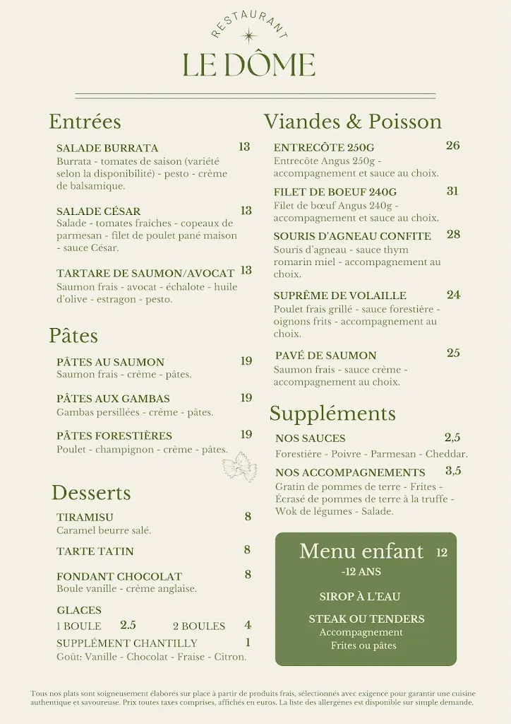 Menu_Le Dôme - Restaurant Traditionnel_Istres_image_1