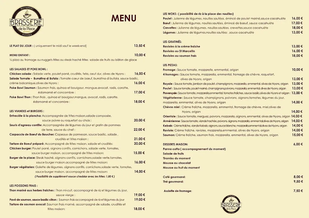 Menu_Brasserie de La Place_Nyons_immagine_2