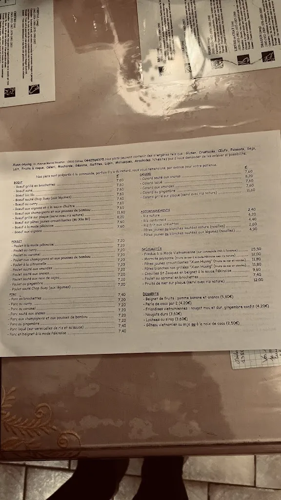Menu_Restaurant Vietnamien de Xuan Huong_Istres_image_1