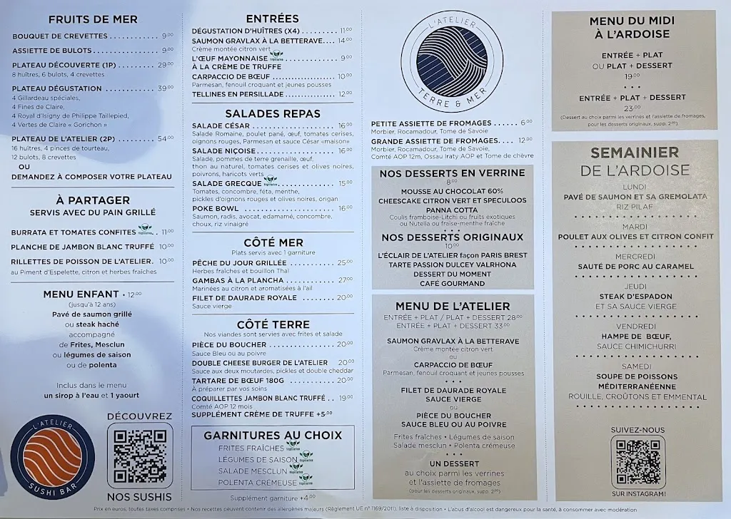 Menu_L’Atelier Terre & Mer_L'Isle-sur-la-Sorgue_image_1