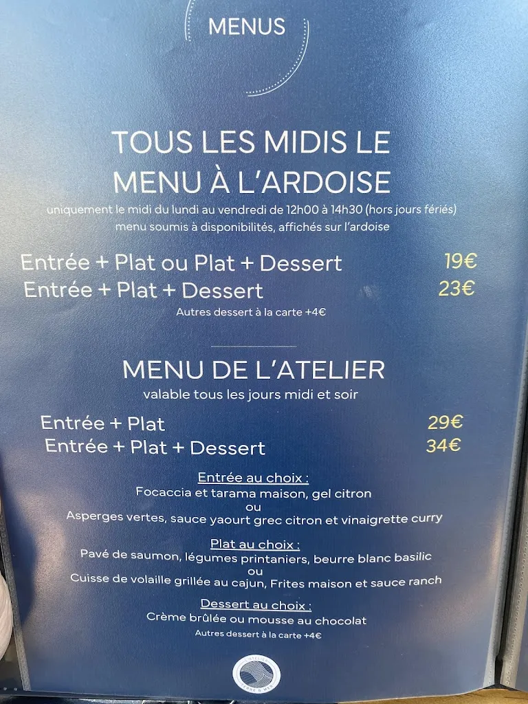 Menu_L’Atelier Terre & Mer_L'Isle-sur-la-Sorgue_image_2