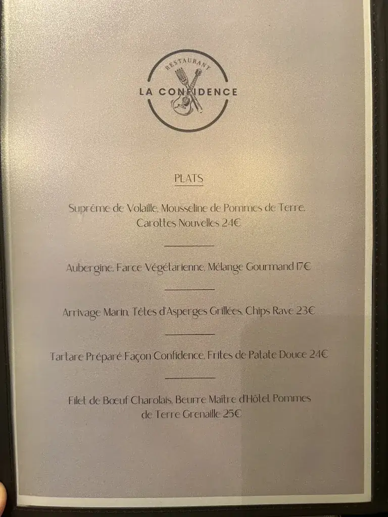 Menu_Restaurant La Confidence_L'Isle-sur-la-Sorgue_image_1