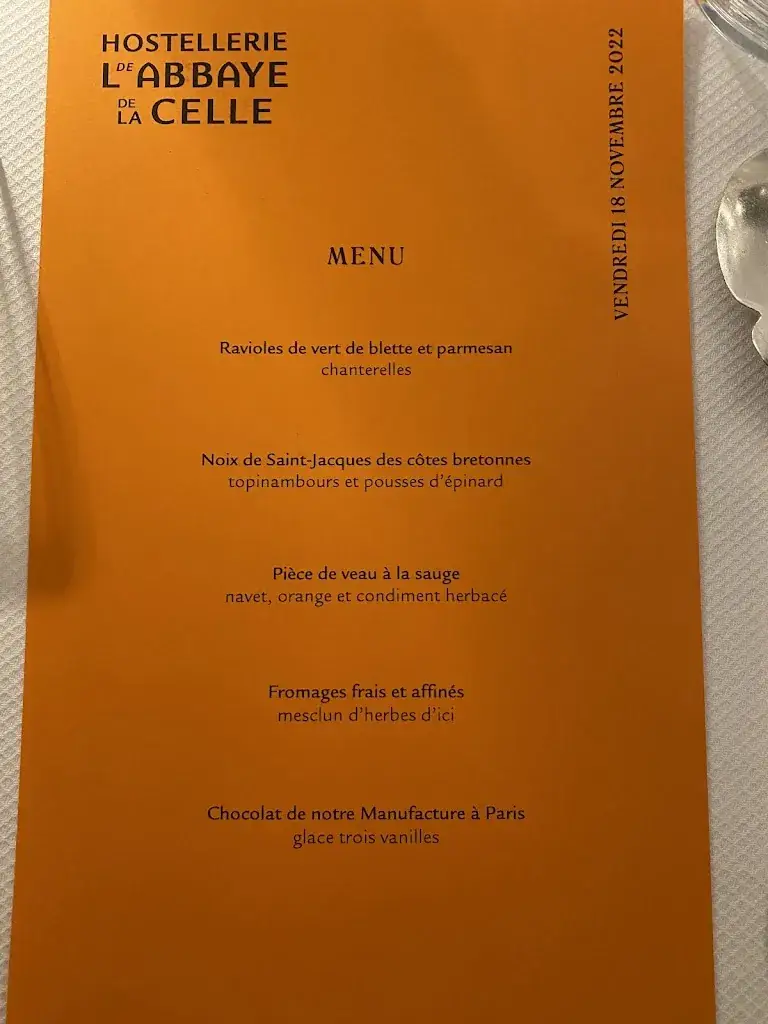 Menu_Restaurant abbaye de la celle_Celle_image_1