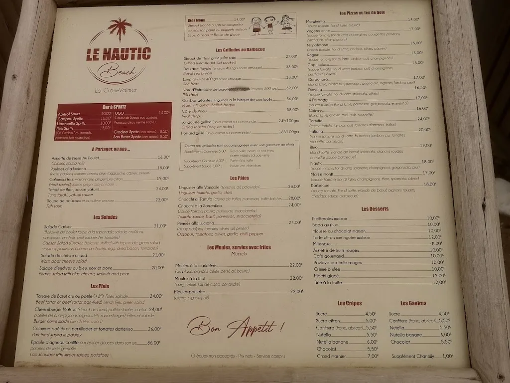 Menu_Le Nautic Beach - restaurant & plage privée_Croix-Valmer_image_3